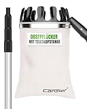 Canzler Obstpflücker mit Teleskopstiel über 4 m - Aluminium Teleskopstange stufenlos einstellbar - Apfelpflücker aus Metall - XXL Pflückhilfe