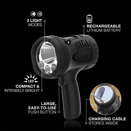 Energizer Led Rechargeable Spotlight Pro-600, Ipx4 Water Resistant Spot Light, Ultra Bright Flashlight For Work, Outdoors, Emergency Power Outage (Usb Cable Included) #TOP1