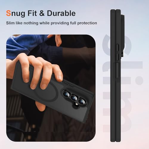 Image of ORETECH Magnetic for Samsung Galaxy Z Fold 7 Case, Translucent Back Non-Slip Hard PC Shockproof Bumper Protective Phone Case Cover for Samsung Z Fold 7 - Black