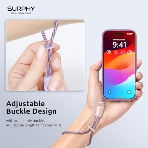 Image of SURPHY 2 Pack Phone Lanyard, Phone Wrist Strap for Case, Camera Wrist Strap | Ultra-Light 2-Color Braided Phone Strap, Cellphone Charm Strap, Anti-Lost Wrist Lanyard for Women and Men, Pink Lilac