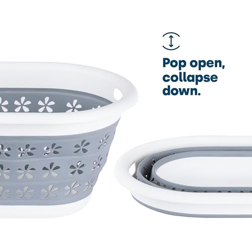 LIVIVO Collapsible Laundry Basket 17L - Foldable Laundry Basket with Handles, Space-Saving Pop Up Washing Basket - Multipurpose Laundry Hamper for Home, Dorms & Utility Rooms (Grey) - Image 3