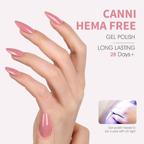 Image of CANNI Baby Pink Gel Nail Polish, 1Pcs Light Pink Nude Gel Polish Soft Color High Gloss Soak Off U V Nail Manicure Salon DIY