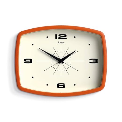31+ Inspiring Mid Century Decor Ideas for a Stylish Home 6 JONES CLOCKS® Movie Wall Clock | Rectangular Retro Clock | 10 inch | Orange | Cool mid-Century Designer Look for Kitchen, Living Room or Office