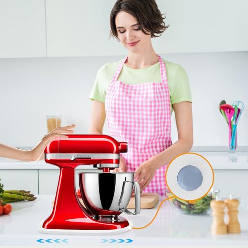 Image of Bamboo Mixer Slider Mat for Tilt Head Kitchen Aid 4.5-5 Qt Stand Mixer, Appliance sliding mat for kitchenaid Artisan 4.5-5 Qt, Kitchen Countertop Storage Mixer Moving Tray Attachments White