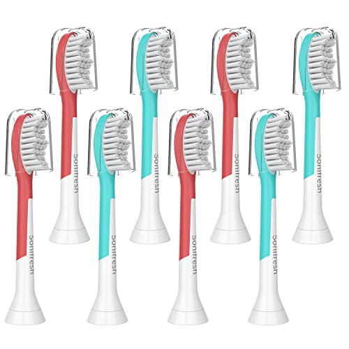Sonifresh Kids Replacement Heads Compatible with Philips Sonicare Toothbrush Heads HX6042/94,HX6340,HX6321,HX6330,HX6331,HX6320,HX6034,HX6350, Standard Brush Heads for Kids Over 7 Years Old.