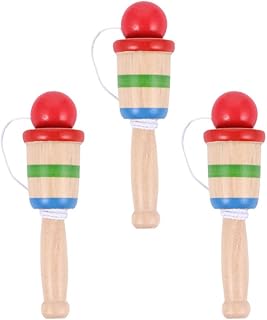 ifundom 3pcs Wooden Catch Ball Game Cup and Ball Game Toss and Catch Ball Game for Kids Hand Eye Coordination Educational Game Toy