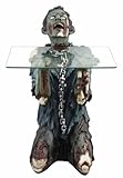 Ebros Gift Begging Chained Slave Walking Undead Zombie On His Knees Side Table with Glass 22.5" H Pet Impaled Walker Servant Cocktail Table As Fantasy Apocalypse Halloween Spooky Decor