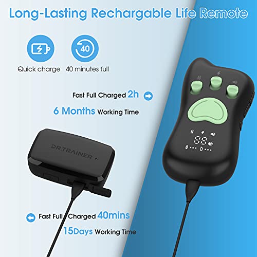 Dr.trainer Bark Collar With Remote, Quick Charge Ipx8 Waterproof Dog Shock Collar With App, Free Combination Mode With Custom Sound/Vibration/Shock (T1Spro Include B1Spro All Functions) #TOP5