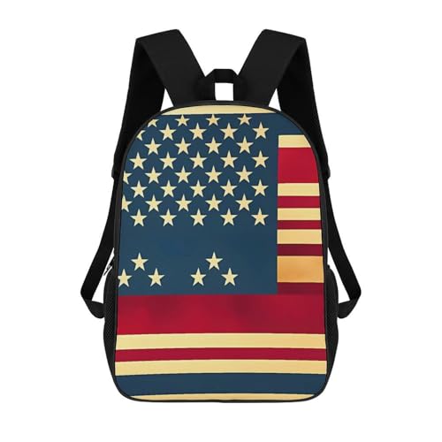 Sac à dos imprimé drapeau américain résistant avec compartiment PC portable 17 pouces