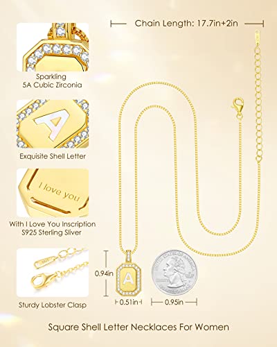 Etevon 925 Sterling Silver Pendant Necklaces Gold Initial Necklace For Women Girls Birthday Gift For Friends, Birthday Anniversary Christmas Jewelry Gifts For Her Wife Girlfriend(18K Real Gold Filled) #TOP4