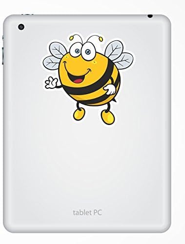2 x 15cm/150mm Happy Bee Vinyl Sticker Decal Laptop Travel Luggage Car iPad Sign Fun #5346