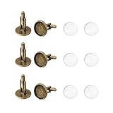 Pandahall 10sets/5pairs Antique Bronze Brass Men's Cufflinks Cuff Links Button Cabochon Blank Bezel Trays Frame Setting with Clear Glass Circle Round Glass Dome Tile Cabochon 16mm (5/8 Inch)