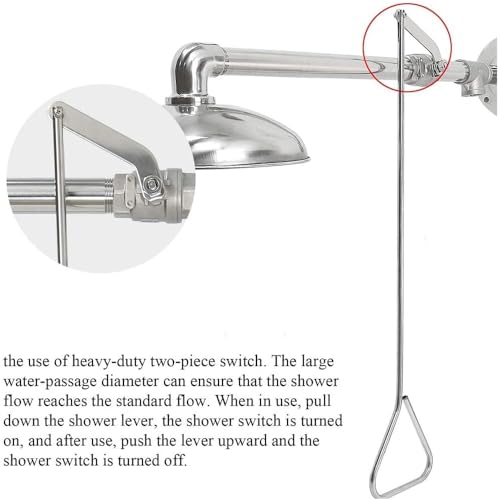 Ducha de emergencia montada en la pared, unidad de lavado de ojos de acero inoxidable 304 para laboratorio e industrial, sistema de ducha de seguridad para lavar ojos, cara, cuello y brazo