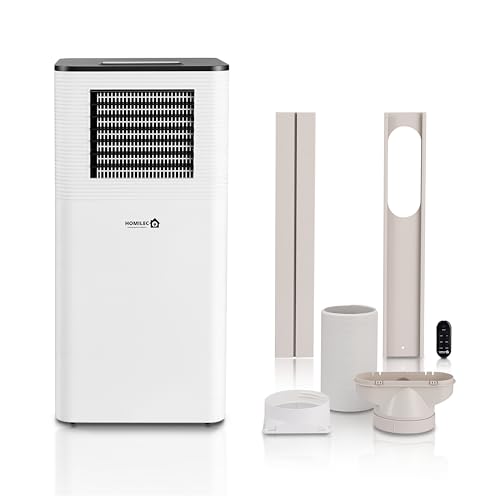 HOMILEC Portable Air Conditioner - 9000 BTUs 4-in-1 Cooling Dehumidifying Fan and Sleep modes 24 hr Timer Window Kit Class A Energy Effcient AC Unit for Office & Home