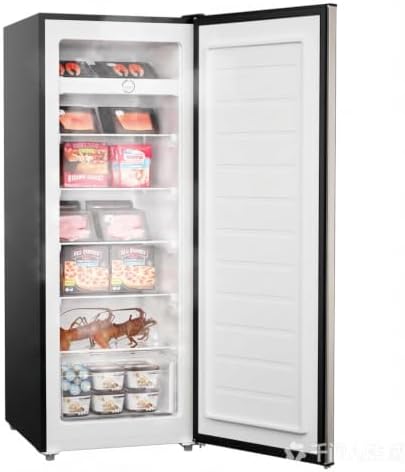 7.0 Cu.Ft Upright Freezer, Large Capacity Stand Up Freezers with 5 Adjustable Shelves, Convertible Refrigerator/Freezer, Reversible Door for Home, Basement