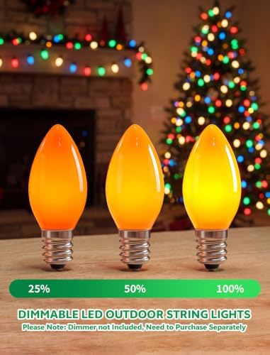 25Pack C7 Christmas Multicolor Glass LED Replacement Bulbs, E12 Candle Base — 사진 5