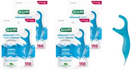 GUM - 888JC Advanced Care Flossers, Fresh Mint, Vitamin E & Fluoride, 150 Count (Pack of 4)
