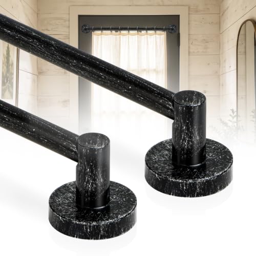 HTZON Magnetic Curtain Rod for Door,16-28",Antique Black,No Drilling,2Pack