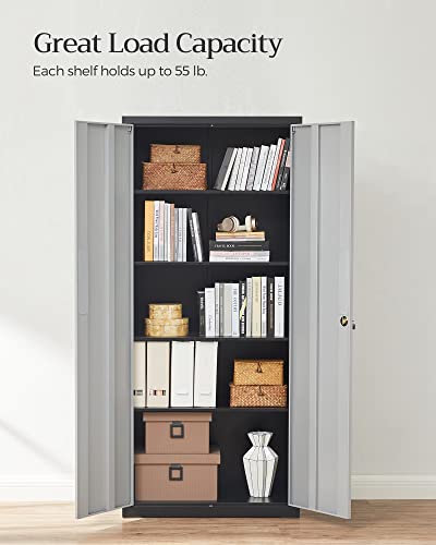 Songmics Garage Cabinet, Metal Storage Cabinet With Doors And Shelves, Office Cabinet For Home Office, Garage And Utility Room, Silver And Black Uomc015S01 #TOP5