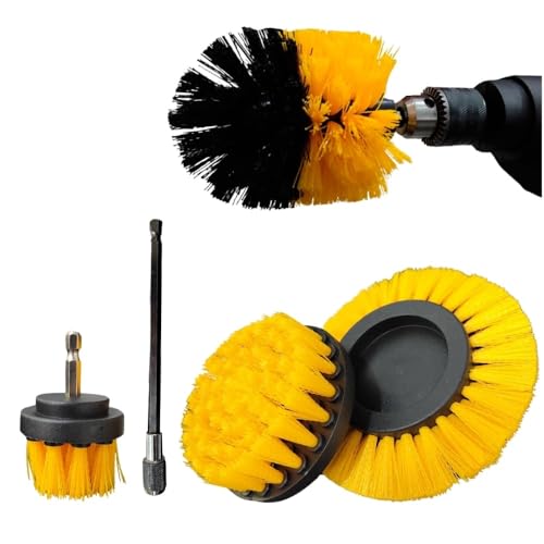 Kit 5 Escovas Limpeza Rotativa Box Sofas Tapetes Estofados Banheiro Para Parafusadeira