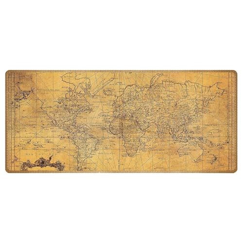 Silent Monsters Tappetino Mouse XXL 90 x 40 cm, Grande, mappamondo, con Bordo Cucito, Durevoli, antiscivolo e silenzioso, gioco, ufficio, casa, lavabile, arrotolabile, Tappetini per il Gaming Mousepad