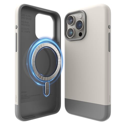 elago Magnetic Glide for iPhone 15 Pro MAX compatible with MagSafe Drop Protection case cover - Stone Medium Gray