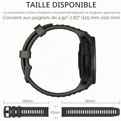 TOPsic Garmin Instinct Bracelet de Montre, Silicone Bande 22mm Remplacement Montre de Easy Fit Bracelet pour Garmin Instinct Sports GPS Montre Intelligente avec Adaptateur – vue 8