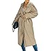 Klassischer langer Trenchcoat für Damen, Zweireiher, Revers, Langarm, winddichter Mantel mit Gürtel, A-Kaki, M