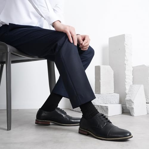 Jousen Men's Dress Shoes Cap Toe Oxford Classic Formal Derby Shoes Business Oxfords (AMY603 Black 8) - Thumbnail 2