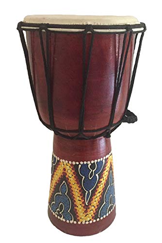 JIVE Djembe Drum – 12\" African Bongo Congo Hand Drum - Solid Wood Percussion Instrument with Natural Goat Skin Head – Professional Sound – Not Made in China(12\" High - Painted) - Thumbnail 3