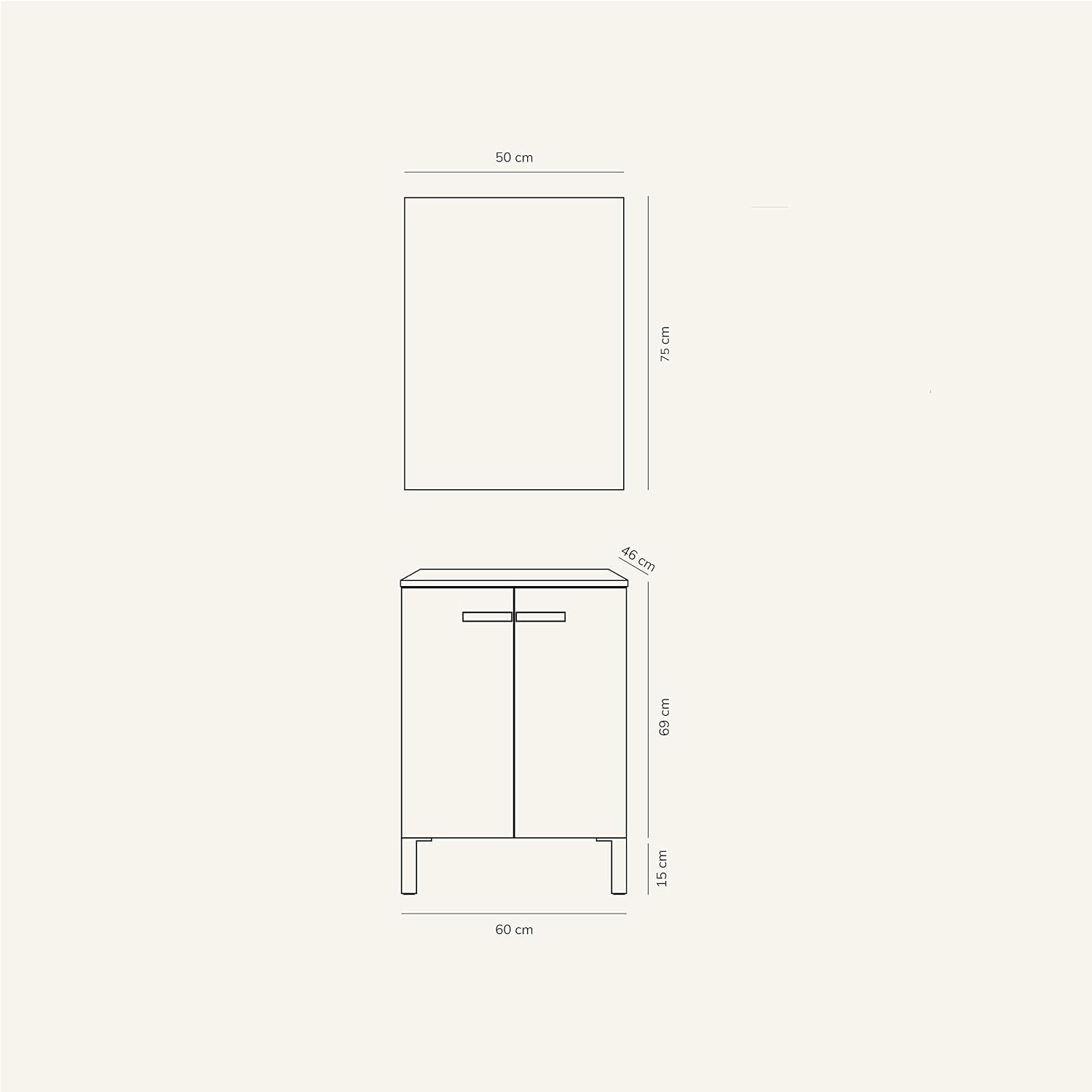 Baikal Mueble de Baño Neo, Dos Puertas, Mueble con Patas. Varios Acabados y Medidas. Melamina 16mm. Mueble MONTADO. 2 Puertas con Espejo 60 cm Blanco Mate