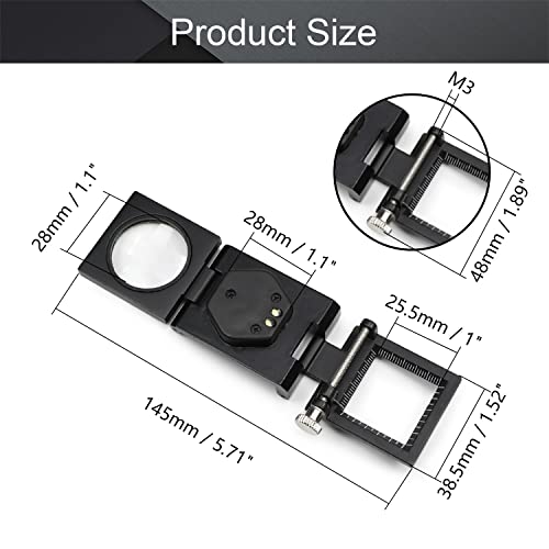 Image of Othmro 1Pcs 10X Magnifying Glass, 1.1 inch Lens Size Mini Three-Folding Magnifier Zinc Alloy Magnifying Glass with Scale for Textile Optical Jewelry Tool Black