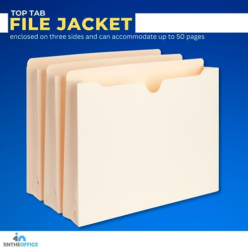 1InTheOffice File Jackets Letter Size 2 Inch Expansion Expanding File Pockets, Manila File Jackets, White, 50 Pack - Thumbnail 3