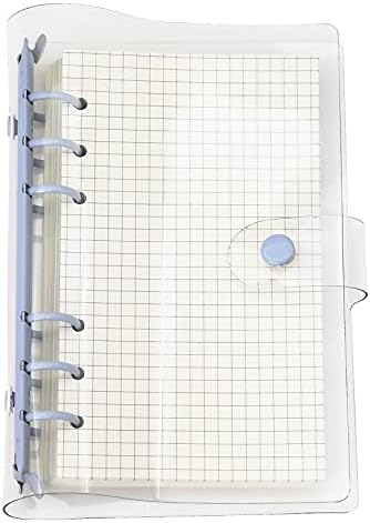 A6 A5 6-Holes Colorful PVC Cover Round Ring View Binder with Snap Button Closure File Folder (Black Rain, A6 Mini Set)