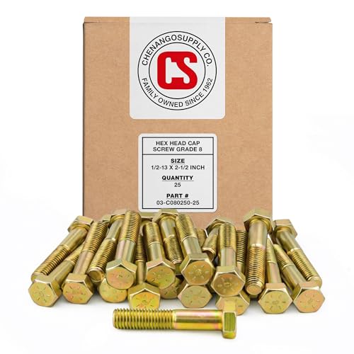 Chenango Supply 1/2-13 x 2-1/2 Inch Grade 8 Hex Head Bolts