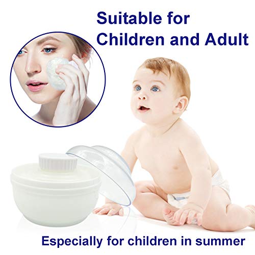 Storage Body Powder Container, Large 3.5" Fluffy Body After-Bath Powder Case, Baby Care Face/Body Villus Powder Puff Box, Makeup Cosmetic Talcum Powder Container With Hand Holder (White) #TOP1