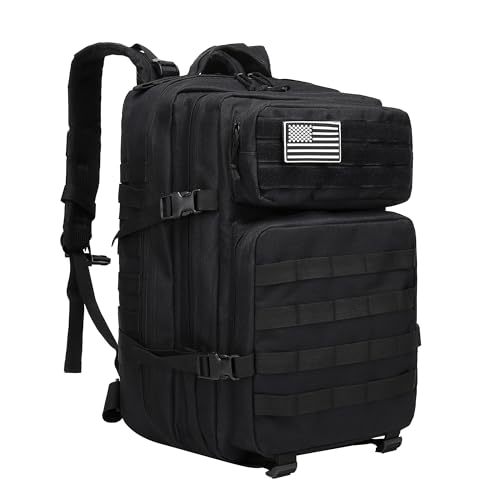 SEYATULLH Military Tactical Backpacks for Man/Women 45L Large Backpack Army Molle Bag Hiking Hunting Trekking Rucksack(Black)