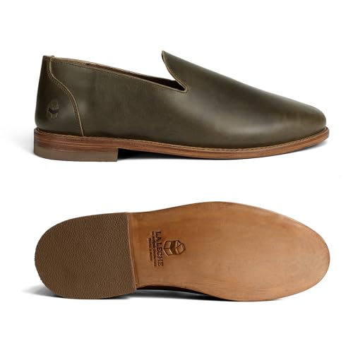 Image of The Montana, Leather Slip On Loafers, Business Casual Shoes for Men, Mens Dress Sneakers, Men's Boat Shoe, Slipper & Moccasins Alternative, Comfortable Dressy Brown & Black, Non Slip Work Loafer