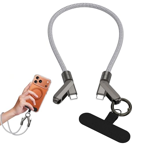 Phone Lanyard Built in USB-C Fast Charging Cable Universal Anti-Theft Phone Wrist Strap with 60W PD Fast Charge & 480Mbps Data Transfer for iPhone Samsung Android and MacBook (0.98FT)