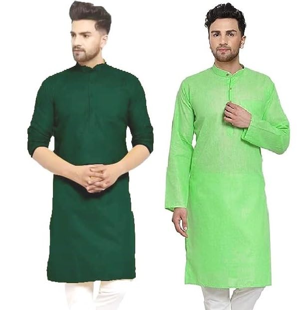 Image of WESTCORE Men's Cotton Kurta Combo - Pack of 2 | Traditional Ethnic Wear for Festivals & Celebrations