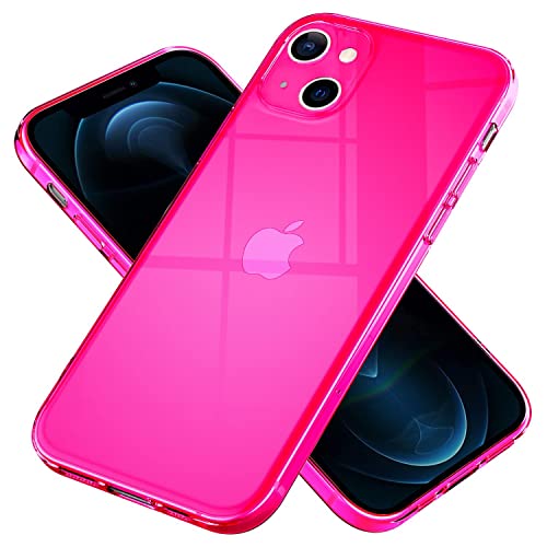 NALIA Custodia Silicone Neon per iPhone 13 - Colore Segnaletico Vivace & Lenti - VIBE (Cover Trasparente) - Marchio Tedesco, Colore:Pink