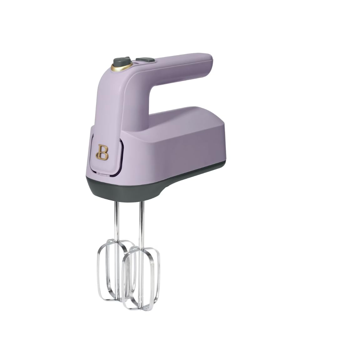 Beautiful 6-Speed Hand Mixer by Drew Barrymore Turbo Boost 350W Motor Storage Case Whisk Dough Hooks Lightweight Dishwasher
