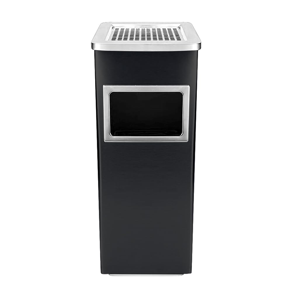 HUOLE Poubelle à Cendrier sur pied en acier inoxydable de qualité supérieure pour restaurant, jardin, pub, club, extérieur et intérieur-30 * 24 * 60cm 48L-noir (1PC)