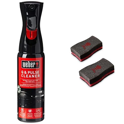 Weber 17874 Q und Pulse-Reiniger, 300 ml, Nebelspray, reinigt Innen- und Außenteile & 17688 Reinigungsschwamm, 2 Stück, 25.0 x 6.0 x 9.0 cm