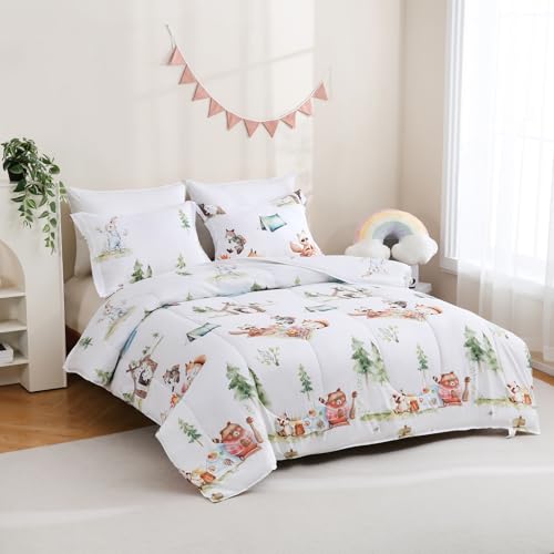 Image of Yibeizi Camper Animal Print Comforter Set Full Woodland Bedding