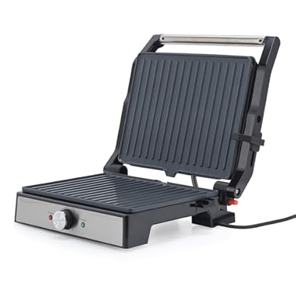 Petra PT5857SSCVDE Kontaktgrill – Elektrogrill/Sandwichtoaster, bis zu 180° für das Kochen mit 2 Oberflächen geöffnet, PFAS-freie Keramikbeschichtung, einstellbare Temperatur, 29 x 23cm platten, 2000W – Bild 7