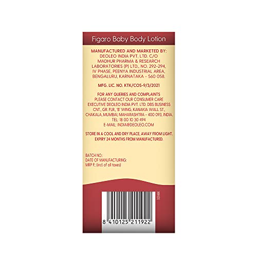 Image of Figaro Baby Lotion | 100 ml | Natural Olive Oil | Enriched with Vitamin E | Moisturizer with Natural Formula | Paraben Free | Dermatologically Tested | Quick Absorption
