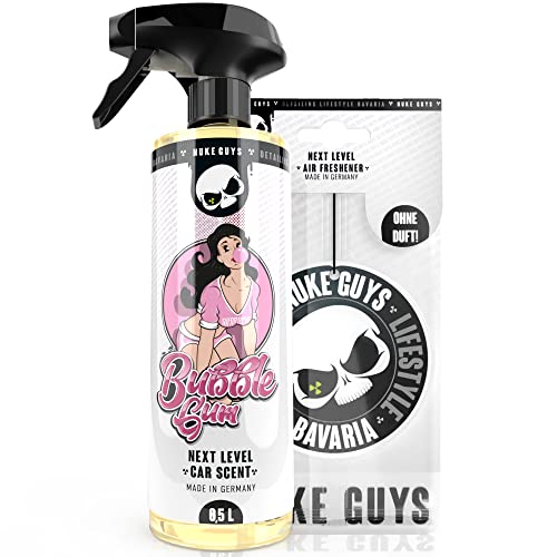Nuke Guys Car Scent - Auto Duft Spray - 500ml Bubblegum Autoparfüm mit Sprühkopf - Praktischer Lufterfrischer für den Innenraum, angenehmer Autoduft + Anhänger