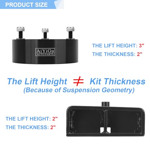 AiYiGu 3\" Front & 2\" Rear Full Leveling Lift Kit Compatible with 2007-2024 Chevy Silverado 1500, GMC Sierra 1500 2WD 4WD, 3 Inches Front & 2 Inches Rear Strut Spacer Suspension Lift Kits Lift Blocks