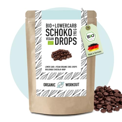 Bio Lower-Carb Schokodrops 190g | Gesüßt mit Erythrit ohne Zucker-Zusatz*, Vegan, zum Naschen, Backen - Zuckerfrei Optimal für Lower-Carb, Kohlenhydratereduziert, Keto Ernährung